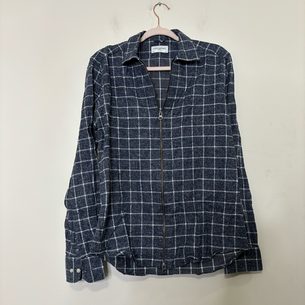 John Henric plaid zippered shacket 40